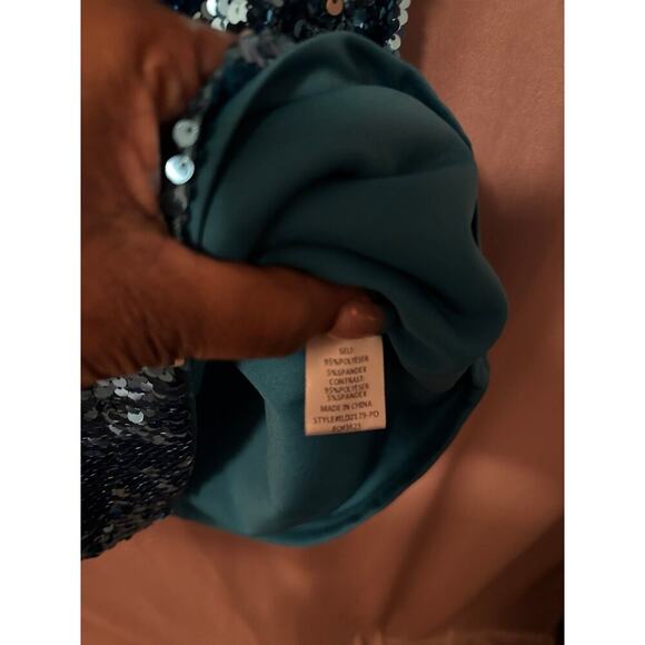 Blue Sequined Mini Dress - Picture 6 of 7